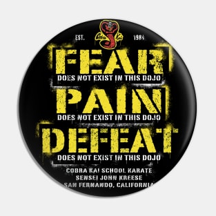 Fear, Pain, Defeat Does Not Exist In This Dojo Pin