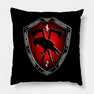 VIKING SHIELD 14 (Raven with NAUTHIZ – Self-Reliance, Endurance, Survival, & EIHWAZ - Yew Tree – Strength, Reliability, Trustworthiness) Pillow