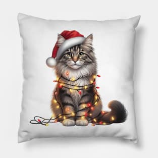Christmas Norwegian Forest Cat Pillow