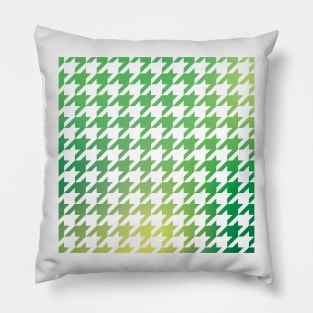 Houndstooth Pattern Natural Green and Yellow Gradient Pillow