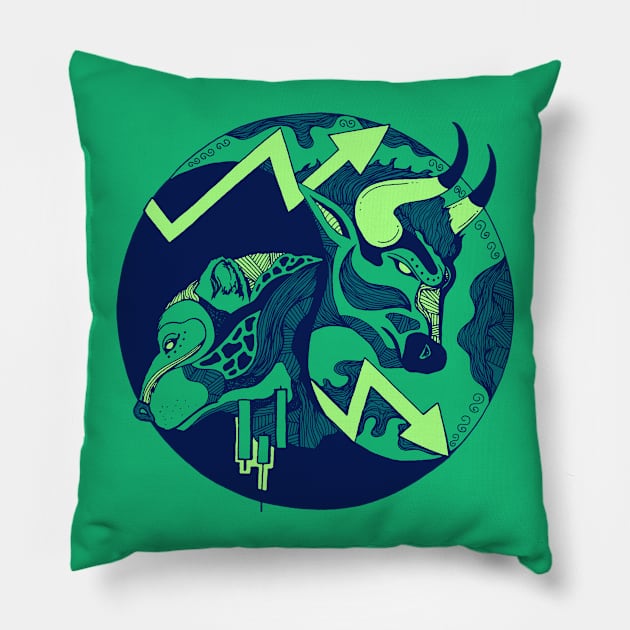 Ngreen Bull and Bear Pillow by kenallouis