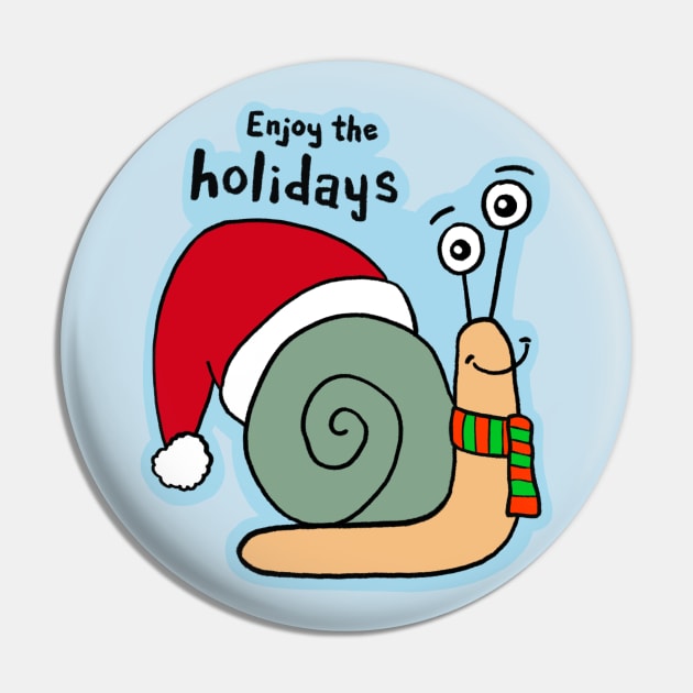 Enjoy the Holidays! Christmas Snail Pin by IdinDesignShop