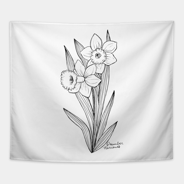 December S Birth Flower Narcissus Floral Tapestry Teepublic