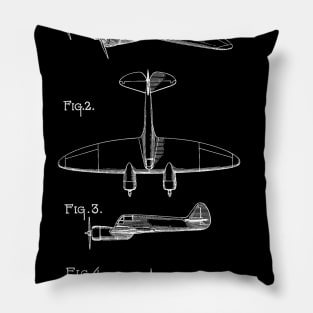 Airplane Vintage Patent Hand Drawing Pillow