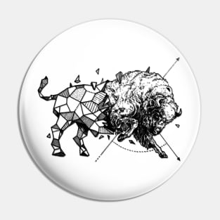 Geometerical Bison - Tattoo Design Pin