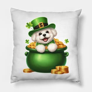 St Patricks Day Bichon Frise Dog Pillow