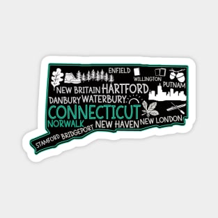 Connecticut Norwalk cute map New Haven Enfield Willington Putnam Stamford Bridgeport Magnet