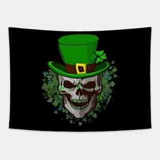 Skull St Patricks Day Clover Shamrocks Cool Irish Leprechaun Tapestry