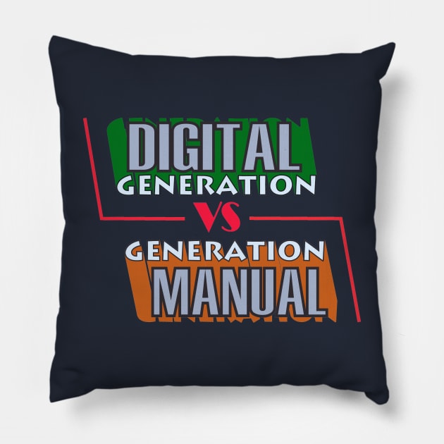 DIGITAL GENERATION VS MANUAL GENERATION Pillow by Ndeso d'Sain