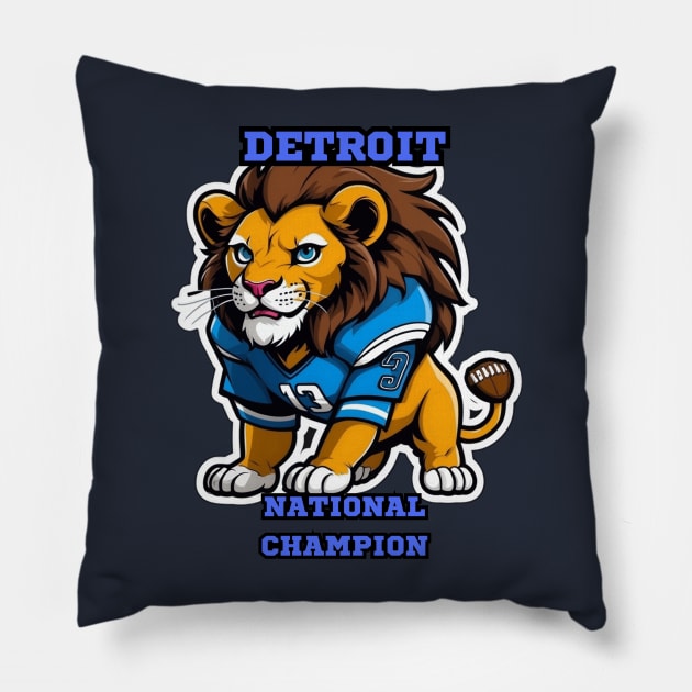 Detroit Lions Pillow by Charlie Dion