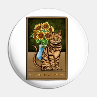 Cat and sunflower Pin