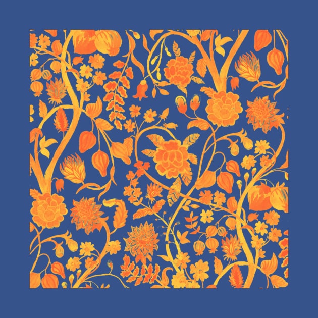 Chinese Orange Floral Pattern - Hong Kong Summer Flowers by CRAFTY BITCH