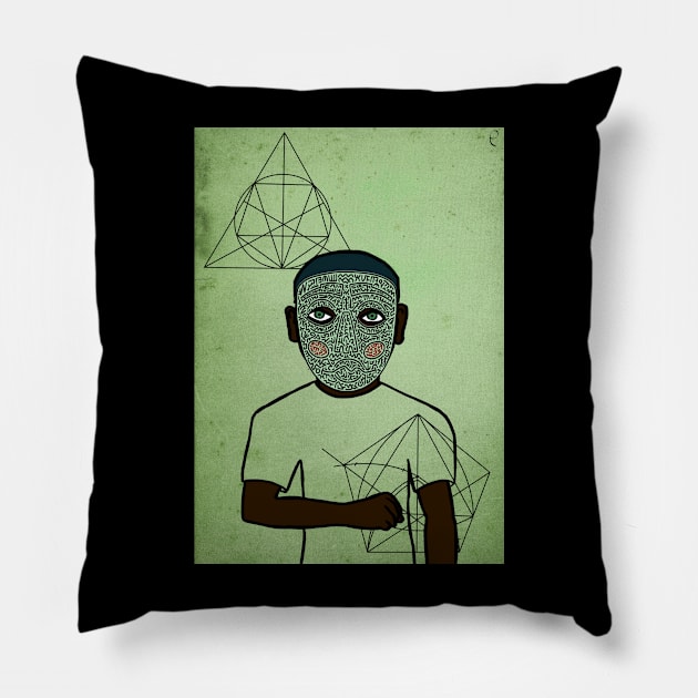 24 NFT: A MaleMask Collectible with Doodle Eyes, Green Skin, and a Unique Davinci Glyph Pillow by Hashed Art