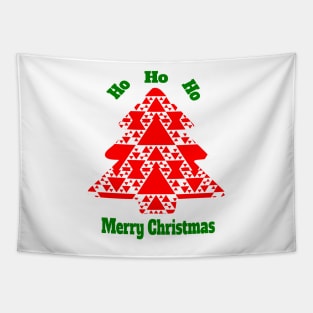 "Ho Ho Ho Merry Christmas" - in Red Christmas Tree Pattern Tapestry