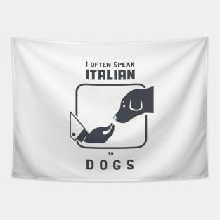 Funny Italian hand gesture and a dog, dark ink Tapestry