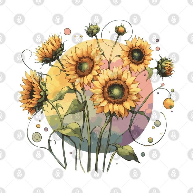 Sunflowers Watercolor by Heartsake