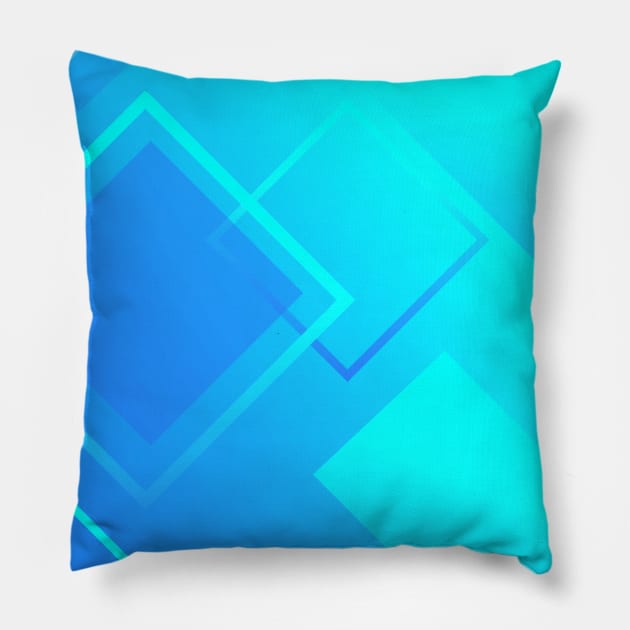 Geometric Aqua And Blue Diamond Art Deco Pattern Design Pillow by Pattern Plans