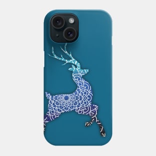 Blue Flying Reindeer Mandala Phone Case