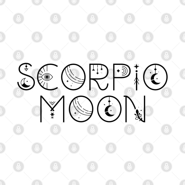 Scorpio moon sign celestial typography by lilacleopardco