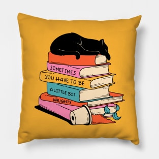 Books and Plant Black Cat in yellow Pillow