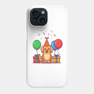 Cute Dog Birthday With Gifts And Balloon Phone Case