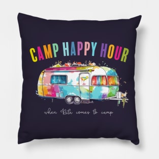 Camp Happy Hour (for dark shirts) Pillow
