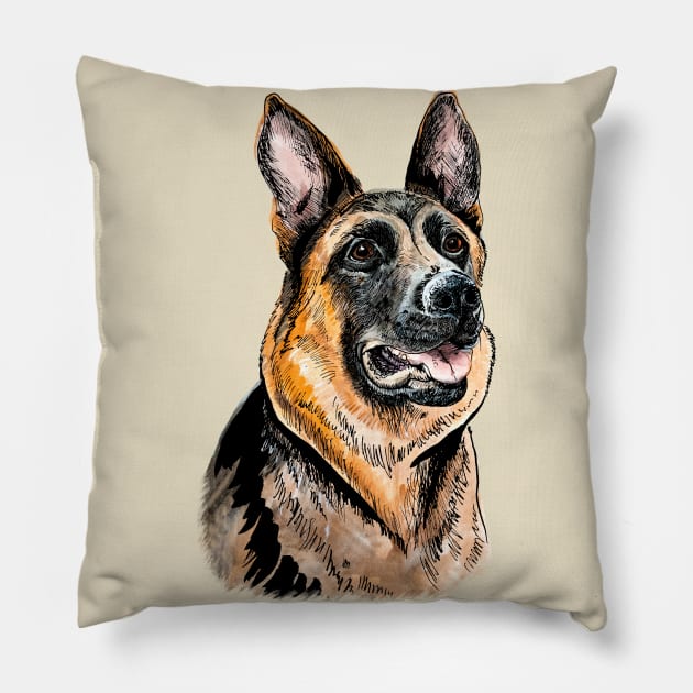 German shepherd Pillow by VicaVeresk