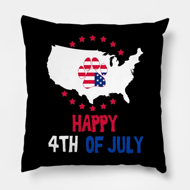American navy, anchor, wings, map and Flag, paw, 4th of July, happy independence day God Bless America Pillow by SweetMay