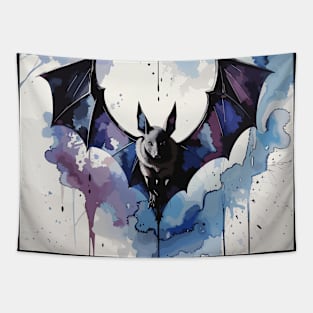 Blue Black Bat In Flight Mode Tapestry