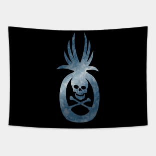 Tropical Pirate Pineapple Halloween Skull and Crossbones Grey Blue Tapestry