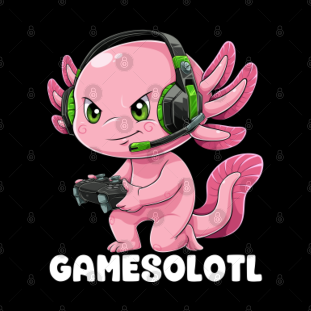 Gamesolotl Video Gamer Axolotl Kawaii Axolotl Gaming Kids Axolotl