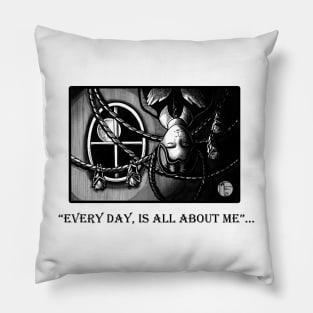 Wednesday Napping With Bats -Every Day Is All About Me - Black Outlined Version Pillow