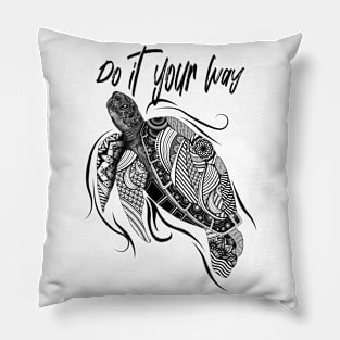 Turtle, Flower, Positive, Marine, Spiritual Pillow