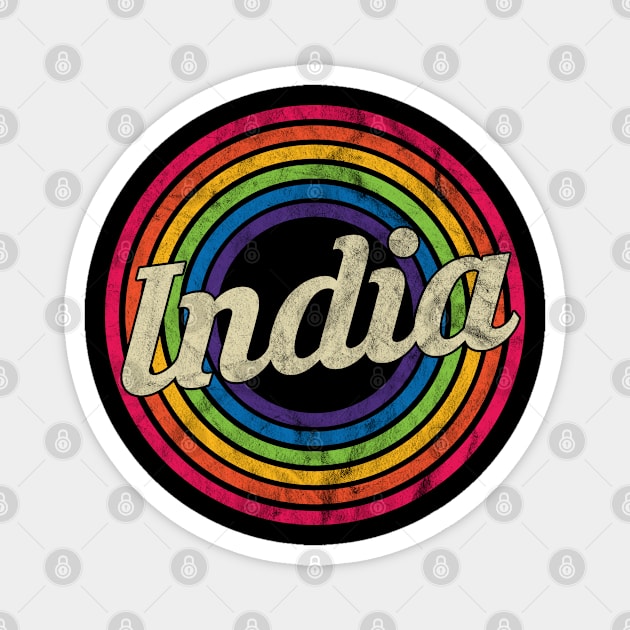 India - Retro Rainbow Faded-Style Magnet by MaydenArt