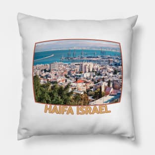 Israel, Haifa. Cityscape Pillow