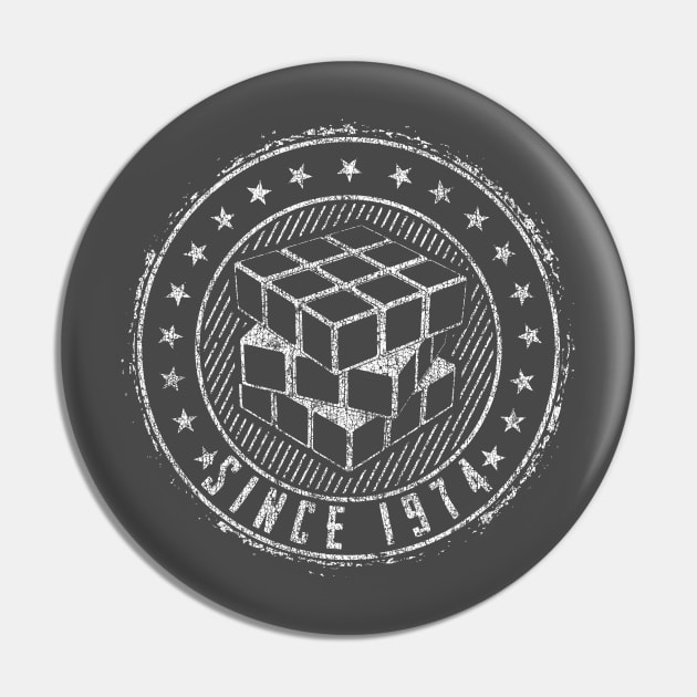 Since 1974 Vintage - Rubik's Cube Inspired Design for people who know How to Solve a Rubik's Cube Pin by Cool Cube Merch