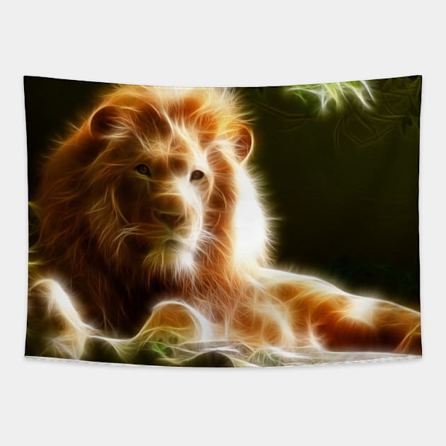 Fractal lion design Tapestry by Florin Tenica