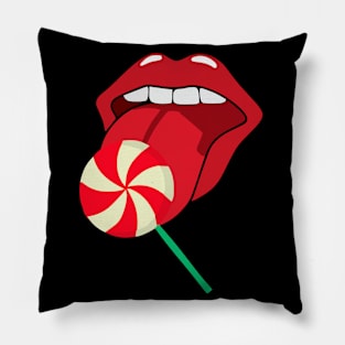 Lollipop red lips. Girly lipstick makeup candy Pillow