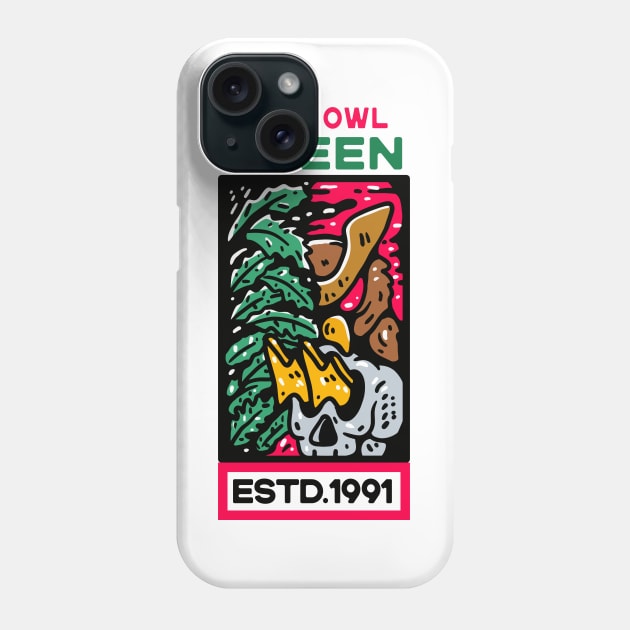 Last Owl Green And Skull Phone Case by Guideline.std