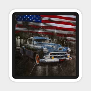 American Classic on a City Street with American Flag Magnet