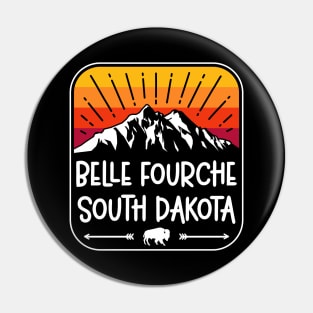 Belle Fourche South Dakota Vintage Mountain Sunset Pin