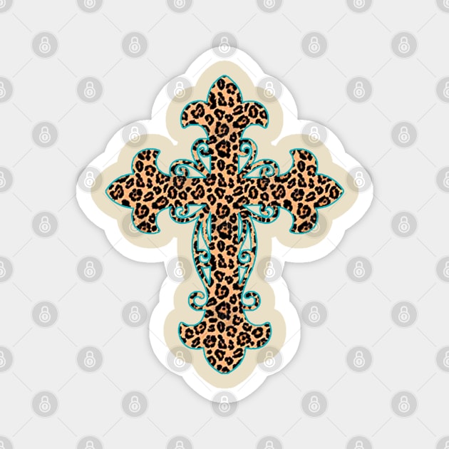 Leopard Print Cross Magnet by theboonation8267