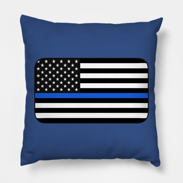 Thin Blue Line American Flag Pillow by JerryWLambert