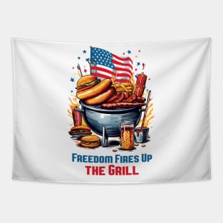 Freedom Fires Up the Grill T-Shirt | Ignite Your 4th of July Celebrations Tapestry