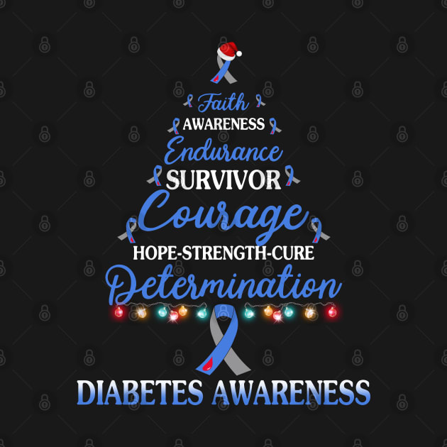 Discover Faith Awareness Endurance Diabetes Awareness Christmas Tree T-Shirt