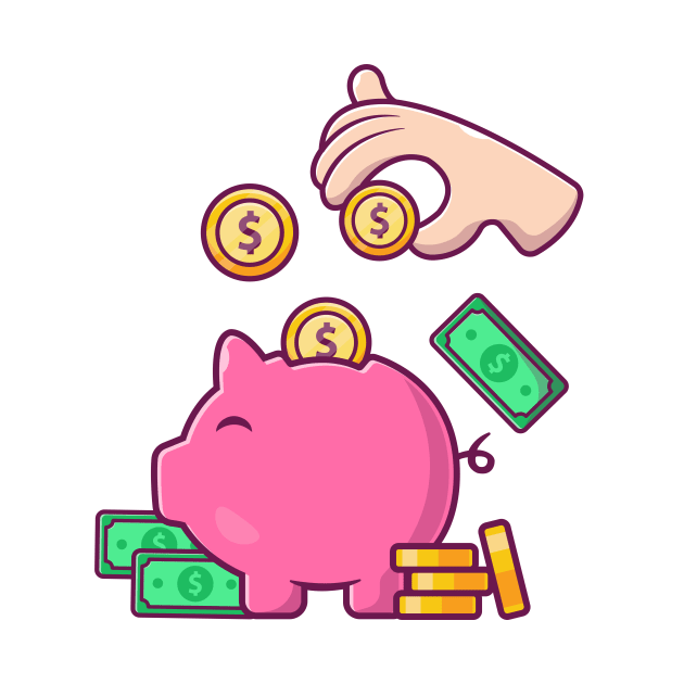 Hands put coins in a piggy bank cartoon by Catalyst Labs