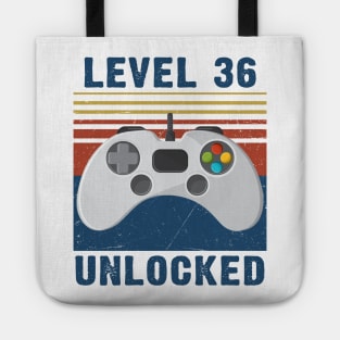 Level 36 unlocked funny gamer 36th birthday Tote