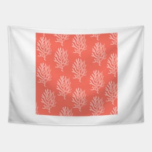 coral aloha wear print pattern hawaii salmon pink and white Tapestry