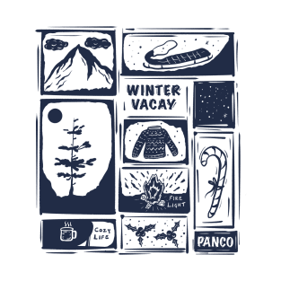 Vacation Cozy Winter Block Print Aesthetic T-Shirt