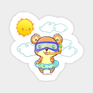 Summer Snorkeling Bear Magnet